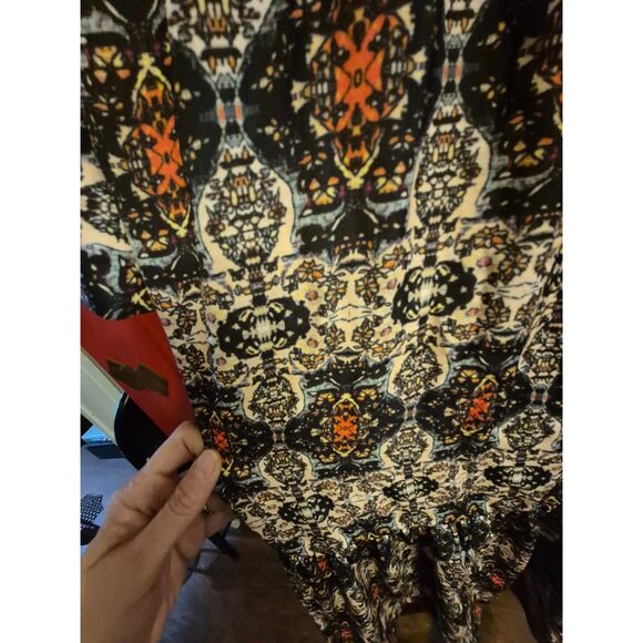 NSR Medium Gorgeous Boho Dress Long Dress Geometric Tired Ruffle Shoulder EUC - Picture 3 of 4